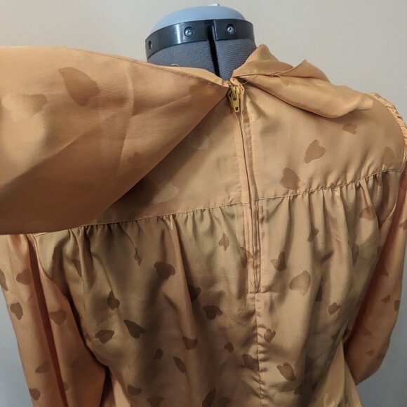 VINTAGE 1980S bright yellow CiaoSport Ltd. blouse - size 12 bow collar - Picture 6 of 9